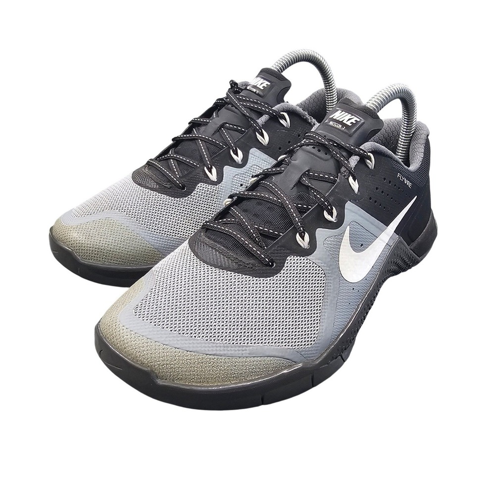 Nike Metcon 2 Training Shoes Black Grey White 821913-001 Womens Sz 8 Gym Lifting